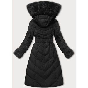 Černá dámská zimní bunda s páskem (5M3156-392) odcienie czerni M (38)