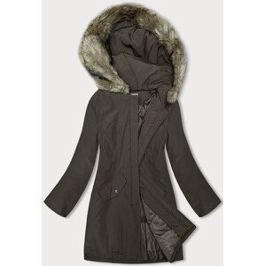 Dámská zimní bunda v khaki barvě (M-R45) odcienie zieleni XL (42)