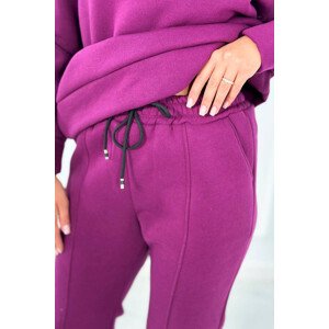 Bavlněná souprava  mikina bez kapuce + kalhoty tmavě fialová UNI