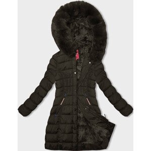 Dámská zimní bunda v khaki barvě s kapucí (LHD-23013) odcienie zieleni S (36)