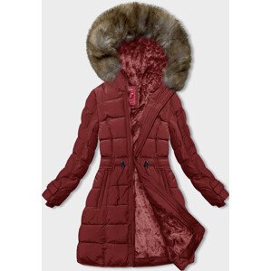 Červená dámská zimní bunda s kožešinovou podšívkou (LHD-23063) odcienie czerwieni XXL (44)