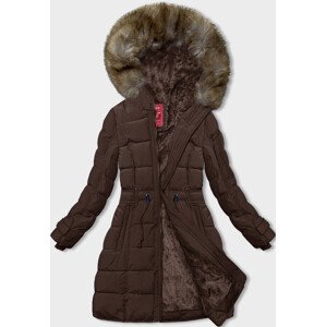 Hnědá dámská zimní bunda s kožešinovou podšívkou (LHD-23063) Hnědá XXL (44)