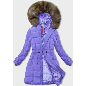 Dámská zimní bunda v lila barvě s kožešinovou podšívkou (LHD-23063) odcienie fioletu S (36)