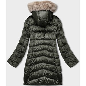 Khaki-béžová dámská zimní oboustranná bunda s kapucí (B8202-11046) odcienie zieleni S (36)