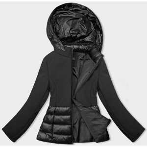 Černá dámská zimní prošívaná bunda z různých spojených materiálů (YP-20103-1) černá S (36)