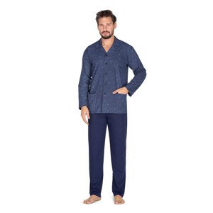 Pánské pyžamo Tom modré s knoflíky modrá XXL