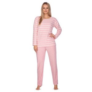 Dámské froté pyžamo Agata růžové s pruhy růžová S