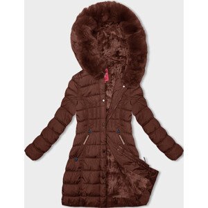 Dámská zimní bunda v cihlové barvě s kapucí (LHD-23013) odcienie czerwieni L (40)