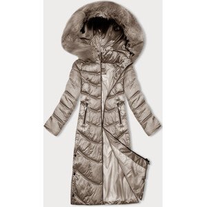 Béžová dlouhá zimní bunda s kapucí S'west (B8198-12) Béžová XL (42)