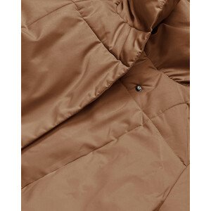 Tmavě béžový dámský zimní kabát s páskem (2M-061) Béžová S (36)
