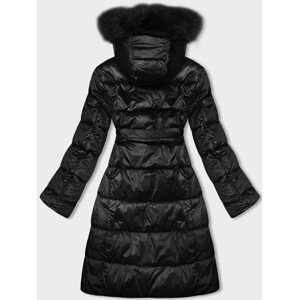 Černá dámská zimní bunda s páskem S'west (B8195-1) odcienie czerni L (40)
