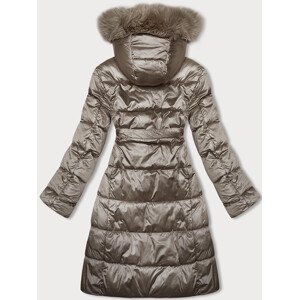 Béžová dámská zimní bunda s páskem S'west (B8195-12) Béžová XL (42)