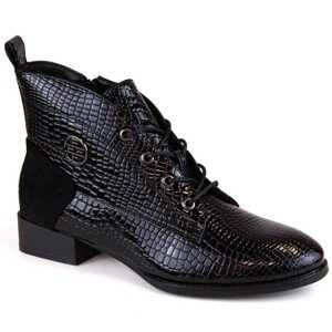 Filippo W PAW478A černé lakované zateplené boty s krokodýlem 38