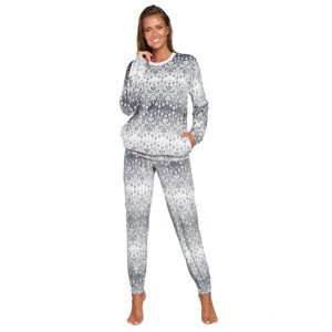 Dámské hřejivé pyžamo Snow bílé s šedými vločkami šedá XL