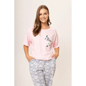 Dámské pyžamo 160/074 růžovo šedá - Karol 2XL