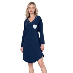 Dámská noční košile CHR-K 3025 tm. modrá se srdíčkem - Christina Secret XL