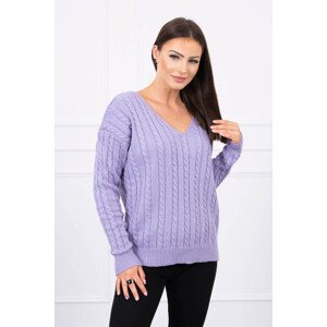 Dámský pletený svetr s výstřihem do V 2019 33 Fialový - Kesi fialová one size