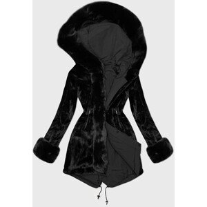 Černá oboustranná zimní bunda parka-kožíšek J Style (11Z8085) odcienie czerni S (36)