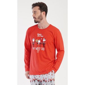Pánské pyžamo dlouhé Santa červená XXL