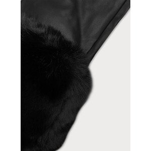 Černá bunda z eko kůže s kožešinovou podšívkou J Style (11Z8079) odcienie czerni L (40)