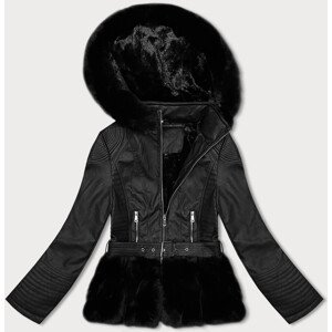 Černá dámská bunda ramoneska s kapucí J Style (11Z8077) odcienie czerni L (40)