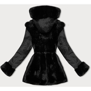 Černá dámská bunda ramoneska s kožešinou J Style (11Z8076) černá M (38)