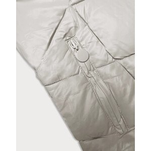 Dámská zimní bunda v ecru barvě s kapucí (H-898-11) odcienie bieli S (36)