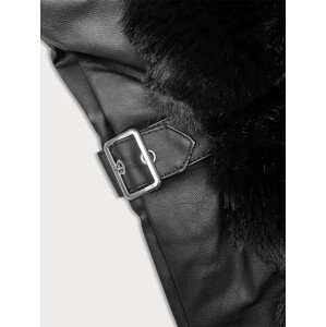 Černá dámská kožešinová vesta s kapucí J Style (11Z8081) odcienie czerni L (40)