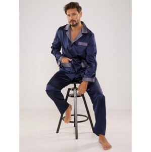 Pánské saténové pyžamo De Lafense 939 šedá XL