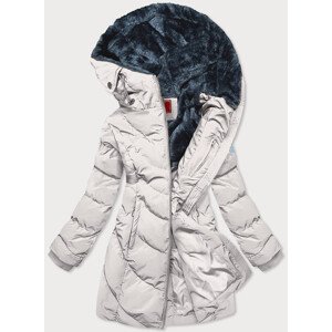 Béžová dámská zimní bunda s kapucí (M-21306) béžová S (36)