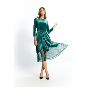 Monnari Midi šaty Velurové šaty s krajkou Bottle Green 36