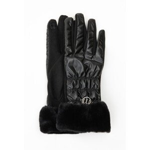 Monnari Rukavice lesklé dámské rukavice s kožešinou černé L/XL