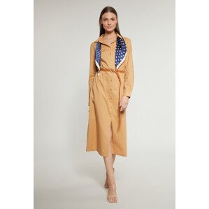 Monnari Midi šaty Dámské bavlněné šaty s límečkem Béžová barva 40