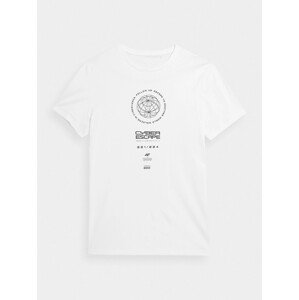 Pánské bavlněné tričko 4FAW23TTSHM0890-10S bílé - 4F S