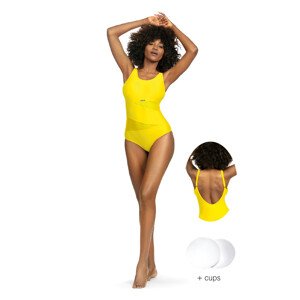 Dámské jednodílné plavky S36W-21 Fashion sport žluté - Self XL