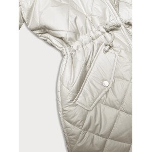 Oboustranná dámská bunda v ecru barvě prošívaná-kožíšek (H-897-11) odcienie bieli XXL (44)