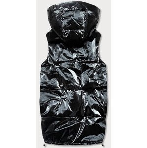 Lesklá černo-neonová dámská oversize vesta (JIN222) odcienie czerni XL (42)