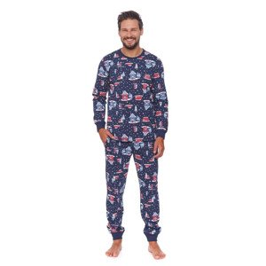 Pánské pyžamo Winter time tmavě modré vánoční modrá XL