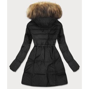 Černá dámská prošívaná zimní bunda s kožešinou (M-113) černá XXL (44)