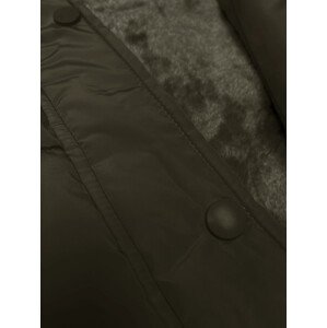 Dlouhá zimní bunda v khaki barvě s kapucí (V726) odcienie zieleni 46