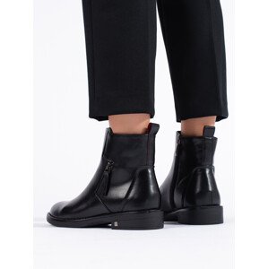 Krásné  kotníčkové boty černé dámské na plochém podpatku  38