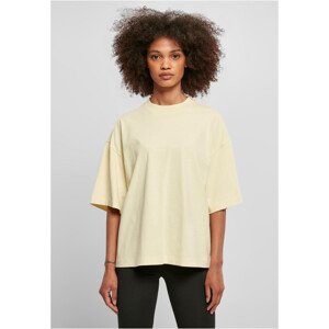 Dámské organické těžké tričko měkké žluté barvy L