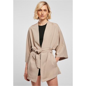 Dámský viskózový keprový kimonový kabát softtaupe M/L