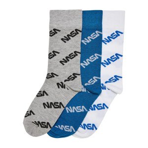 Celoplošné dětské ponožky NASA, 3 balení, zářivě modrá/šedá/bílá 39-42