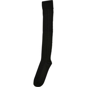Útulné žakárové overknee ponožky černé 35-38