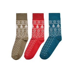 Ponožky s norským vzorem po 3 baleních obrovská červená/jaspis/tiniolive 43-46