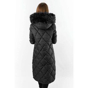Dlouhá černá dámská zimní bunda s kapucí (7688) černá L (40)