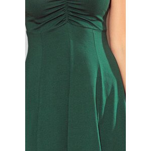 Rozšířené dámské šaty v lahvově zelené barvě s dekoltem model 7248170 S - numoco