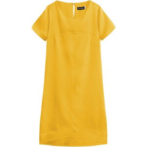 Žluté trapézové šaty model 7739778 - INPRESS Barva: Žlutá, Velikost: M (38)