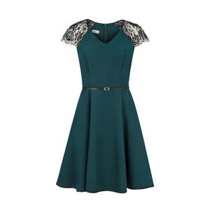 Zelené dámské šaty s krajkovými vsadkami model 7761411 S - numoco